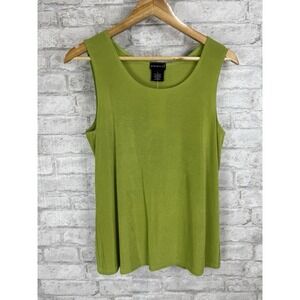 New CITIKNITS Acetate Slinky‎ Travel Knit Tank Top Cami Chartreuse Green Size M